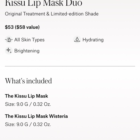 TATCHA Kissu Lip Mask Duo Lip Mask & Lip Mask Wisteria. Spatula swiped once each - Picture 13 of 15
